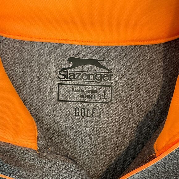 Slazenger Golf Pullover Long Sleeve 1/4 Quarter Zip‎ Kids Size Large Gray Orange - Picture 3 of 7